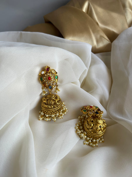 Navaratna floral Nagas Jhumkas