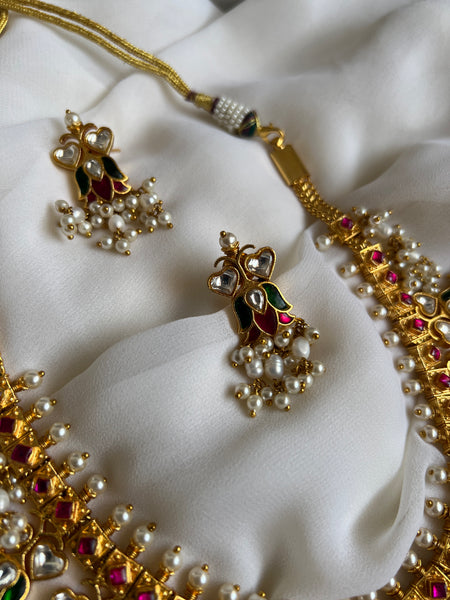 Kundan lotus guttapusalu with earrings