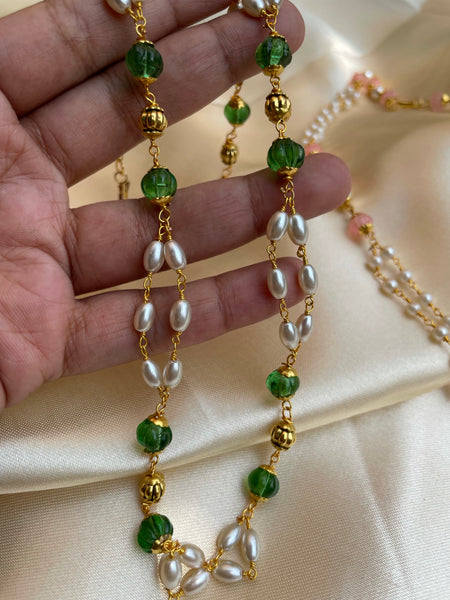 Pumpkin bead Pearl maala