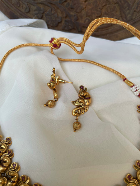 Nagas Lakshmi peacock necklace with studs