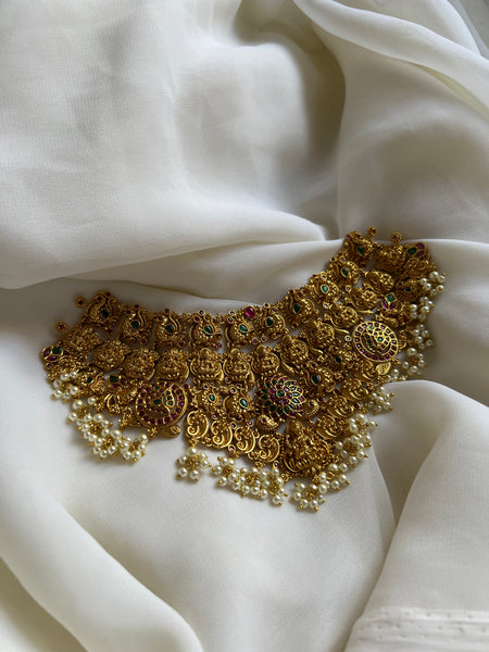 Lakshmi kemp flower necklace with Jhumkas