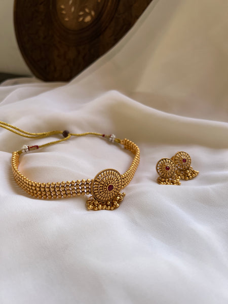 Antique chakra  choker with studs