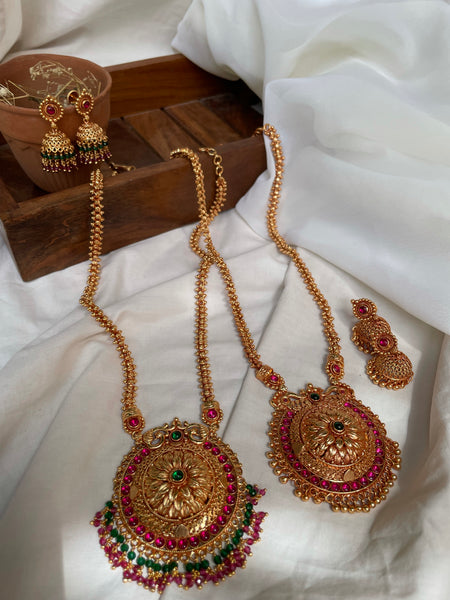 Antique Gold Haram with Jhumkas
