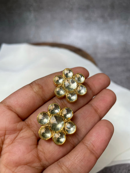 Kundan flower studs