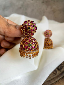 Kemp flower Rotating Jhumkas - 2 Colors