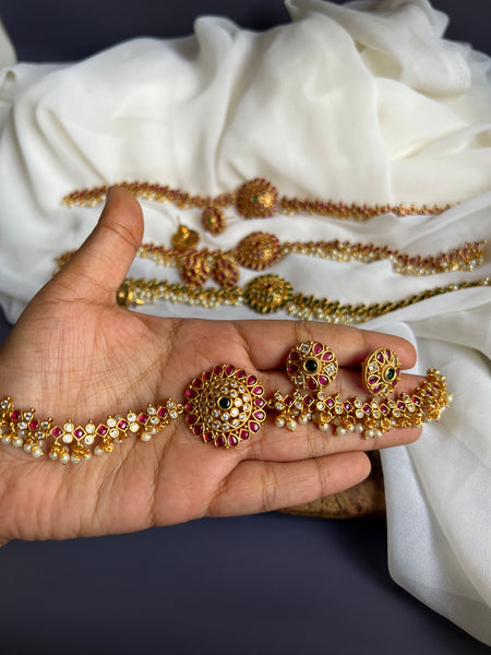 Kemp cluster pearl choker with studs