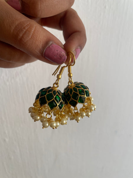 Kundan hook Jhumkas with pearl work