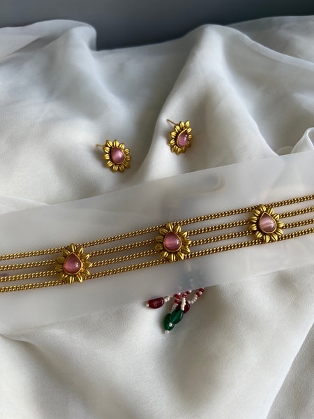 Pastel stone designer choker with studs