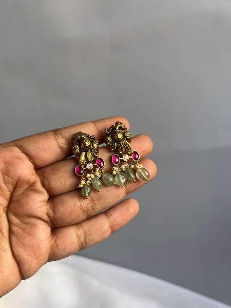 Nagas peacock Kundan studs