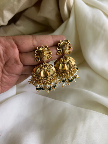 Antique mayoora jhumkas