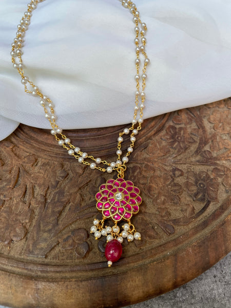 Kundan flower pendant maala