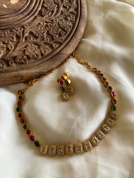 Kemp necklace with ad stone details(4 Colors)