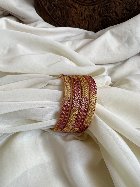 Set of 4 kemp cutwork Bangles