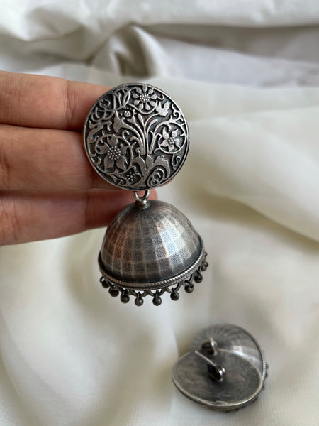 Floral carved stud Jhumkas