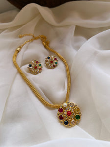 Navaratna pendant choker with studs