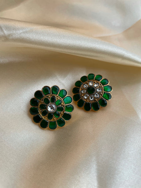 Jumbo emerald flower studs