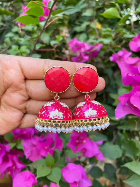 Candy top hand painted Jhumkas - 11 Color options