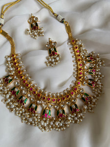 Kundan lotus guttapusalu with earrings House of Jhumkas