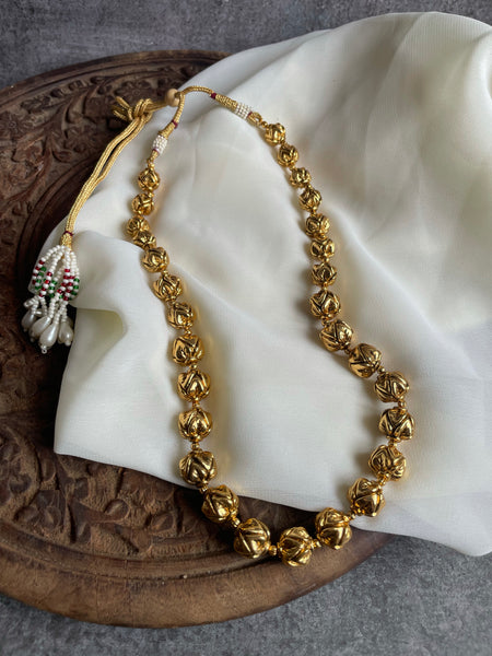 Antique Golden bead maala with earrings