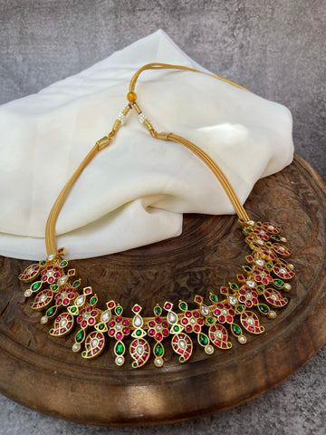 Kundan manga flower necklace
