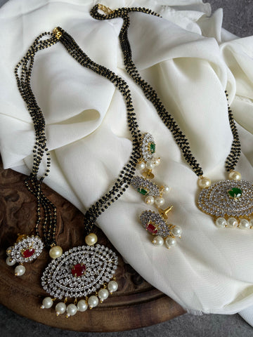 AD oval pendant mangalsutra with studs