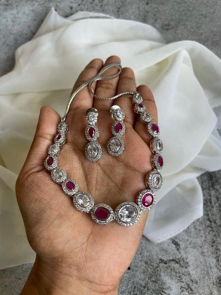 Ruby necklace with studs