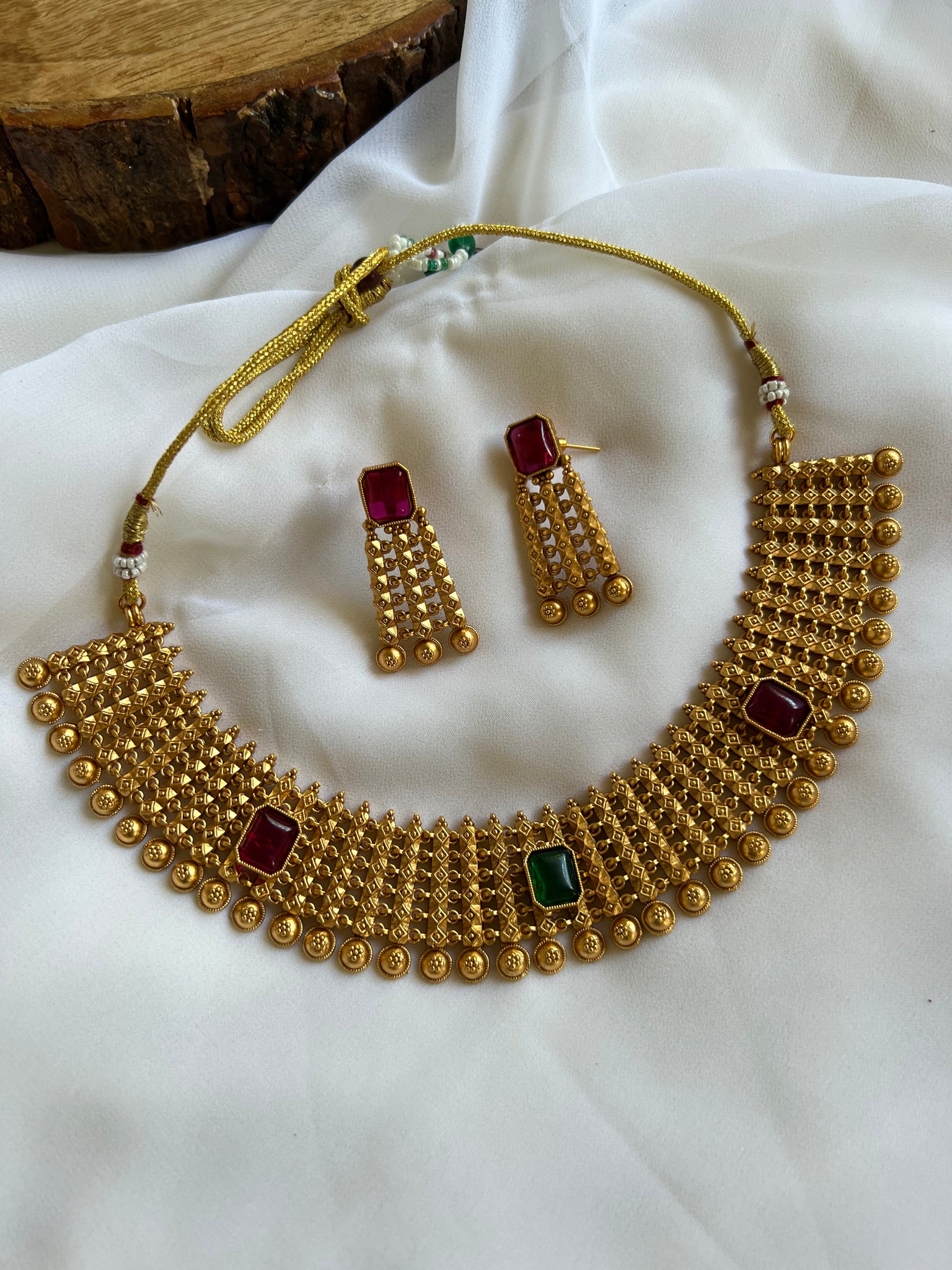 Premium bridal matte designer necklace with studs