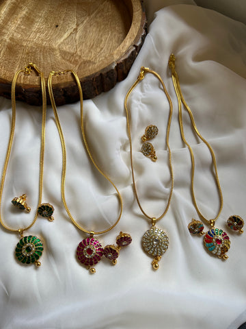 Kundan flower pendant maala with studs