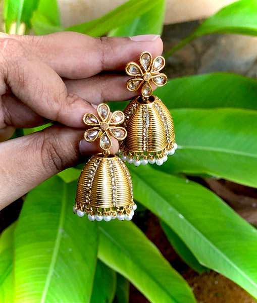 Polki flower Jhumkas