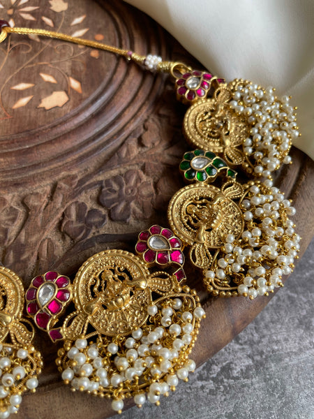 Kundan Lakshmi cluster bead necklace