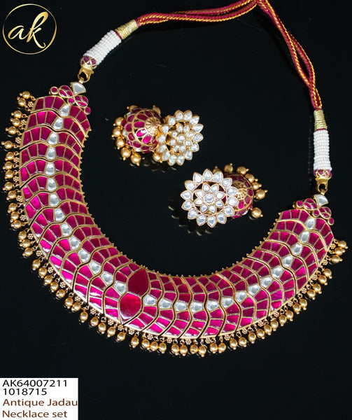 Gold design inspired - Kundan brass necklace with Jhumkas