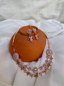 Two layer rose polish necklace with studs- Design C