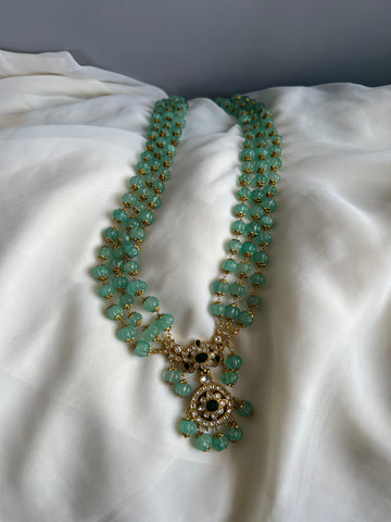 Light green pumpkin emerald Kundan pendant Maala