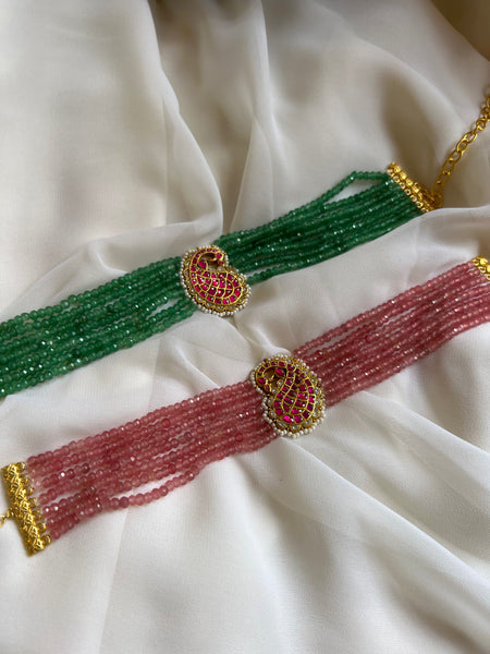 Kundan peacock pendant choker