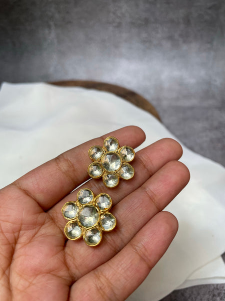 Kundan flower studs