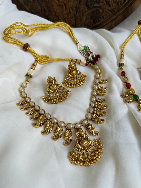 Kemp Ganesha short necklace with studs