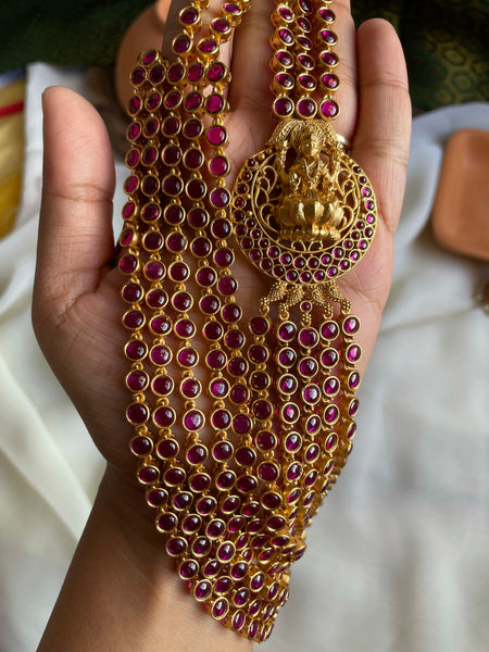 5 layer Kemp Lakshmi Haram with jhumkas