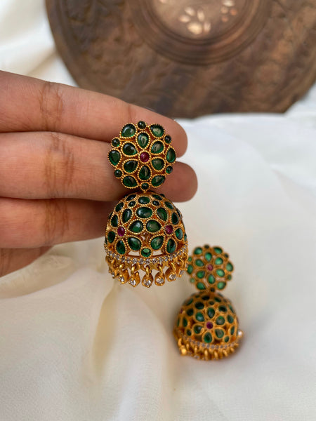 Kemp flower Rotating Jhumkas - 2 Colors