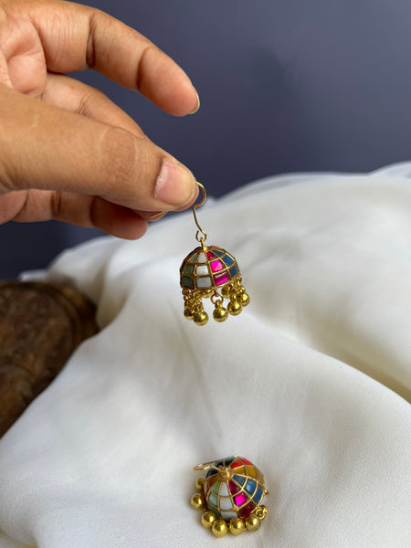 Kundan mini hook Jhumkas