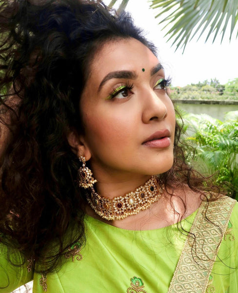 Navaratna high neck choker with studs