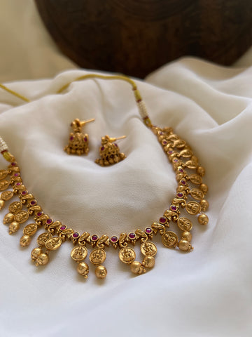 Kid friendly Lakshmi elephant necklace with Jhumkas