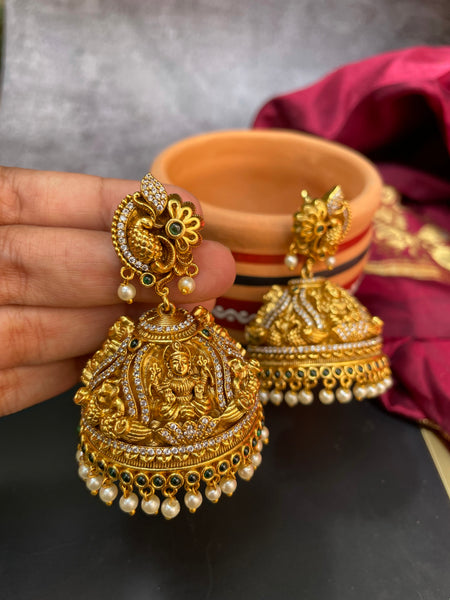 Bridal Lakshmi ad stone Jhumkas