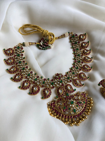 Premium Kemp manga necklace with Jhumkas