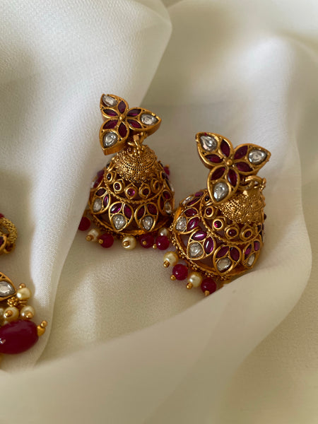Premium jadau look alike choker with jhumkas
