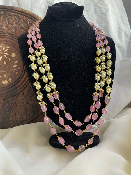 3 layer bead maala with pearls