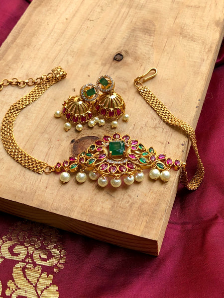 Kemp emerald choker with jhumkas