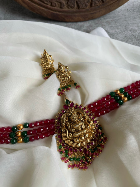 Nagas Lakshmi bead choker with studs