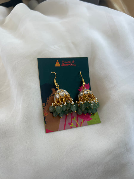 White Kundan hook jhumkas