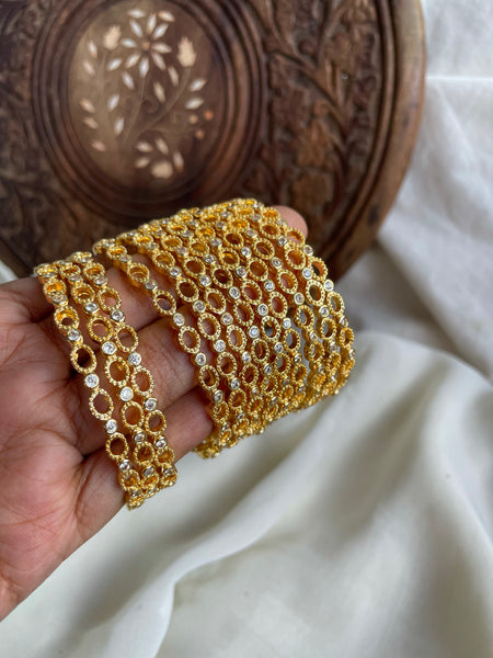 Gold cutwork bangles set of 12 pack