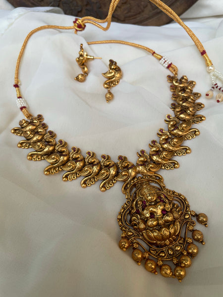 Nagas Lakshmi peacock necklace with studs